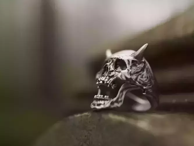 Realistic Ring Demon Skull 3D print model