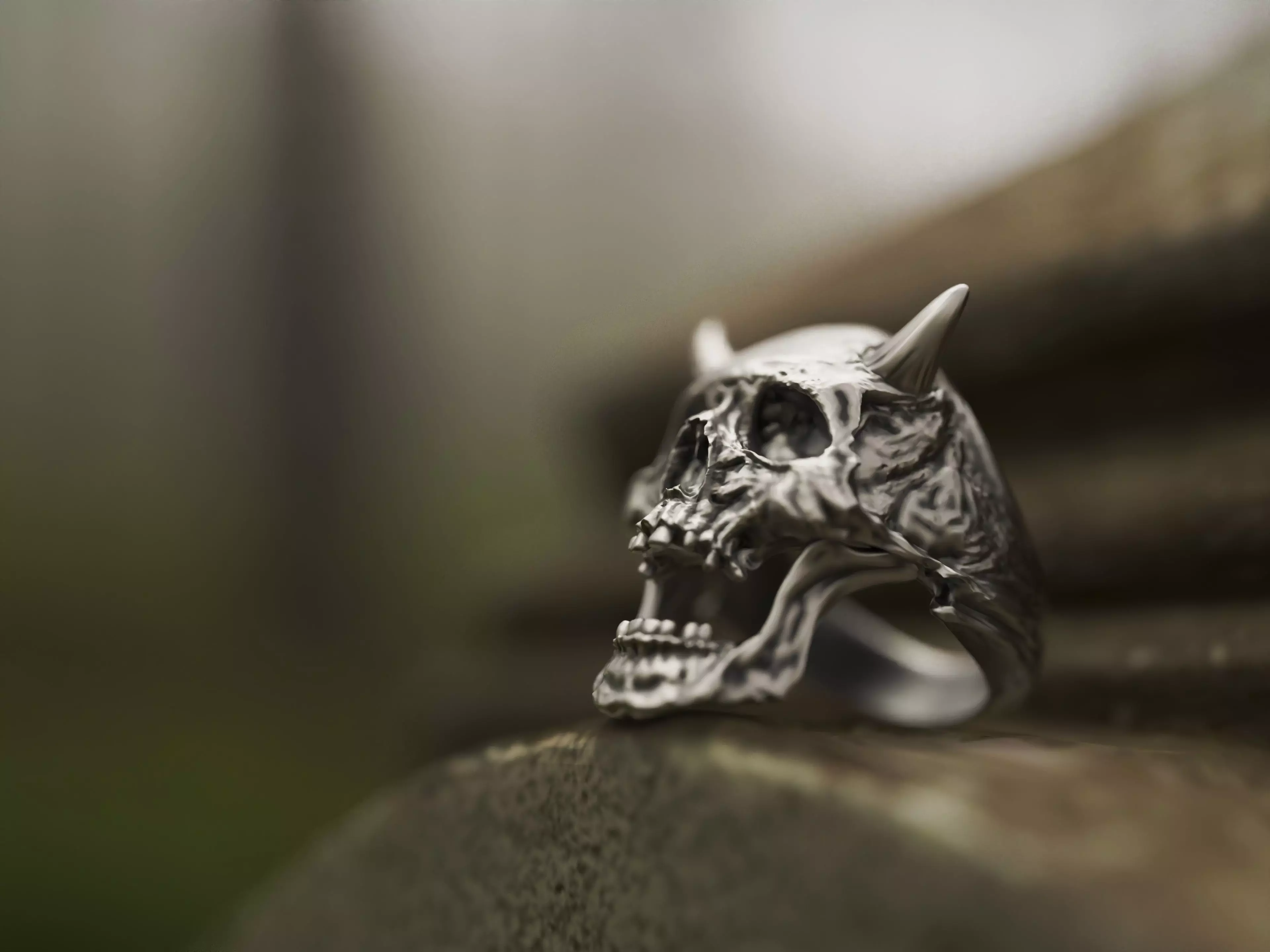 Realistic Ring Demon Skull 3D print model_0