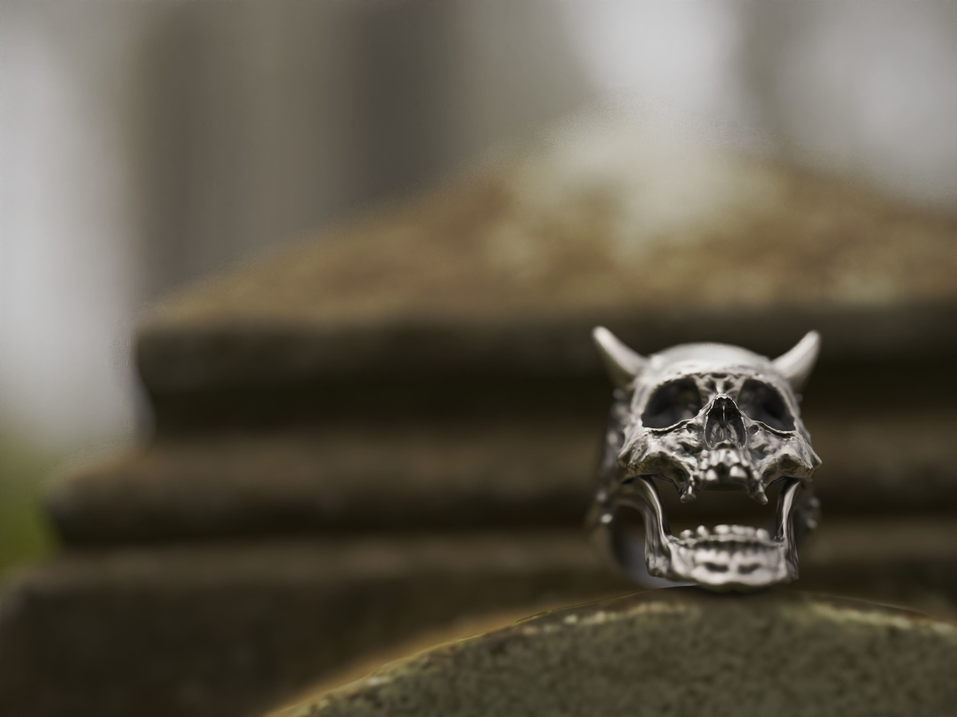 Realistic Ring Demon Skull 3D print model_2