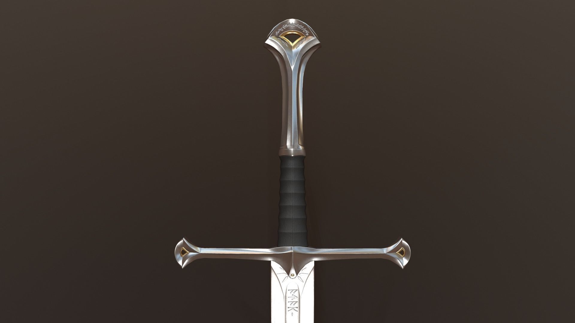 Anduril Long Sword LOTR - PBR Low Poly Model Free low-poly 3D model_2