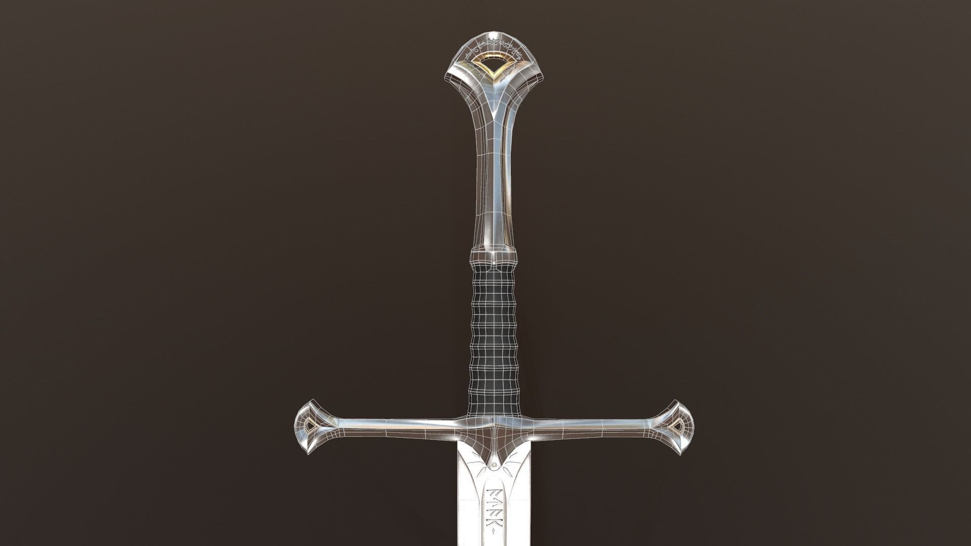 Anduril Long Sword LOTR - PBR Low Poly Model Free low-poly 3D model_3