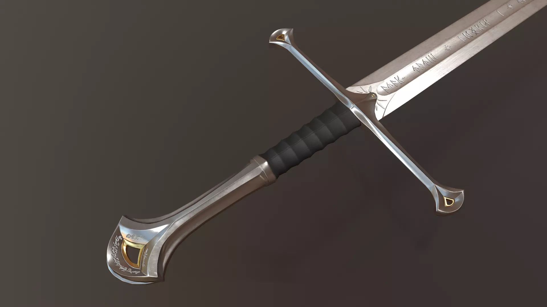 Anduril Long Sword LOTR - PBR Low Poly Model Free low-poly 3D model_0
