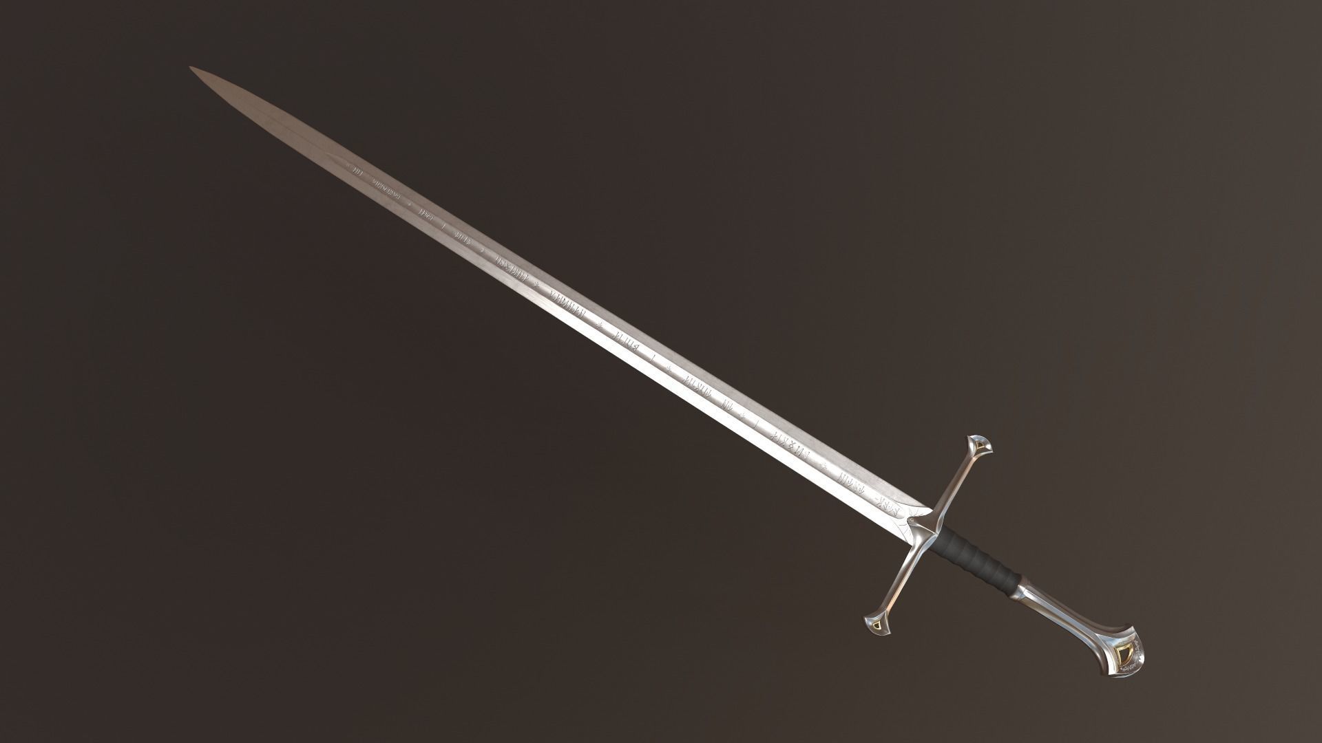 Anduril Long Sword LOTR - PBR Low Poly Model Free low-poly 3D model_4