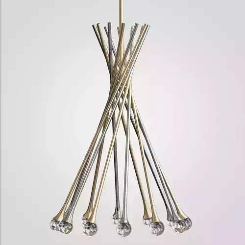 chandelier modern with crystals and metal rods
