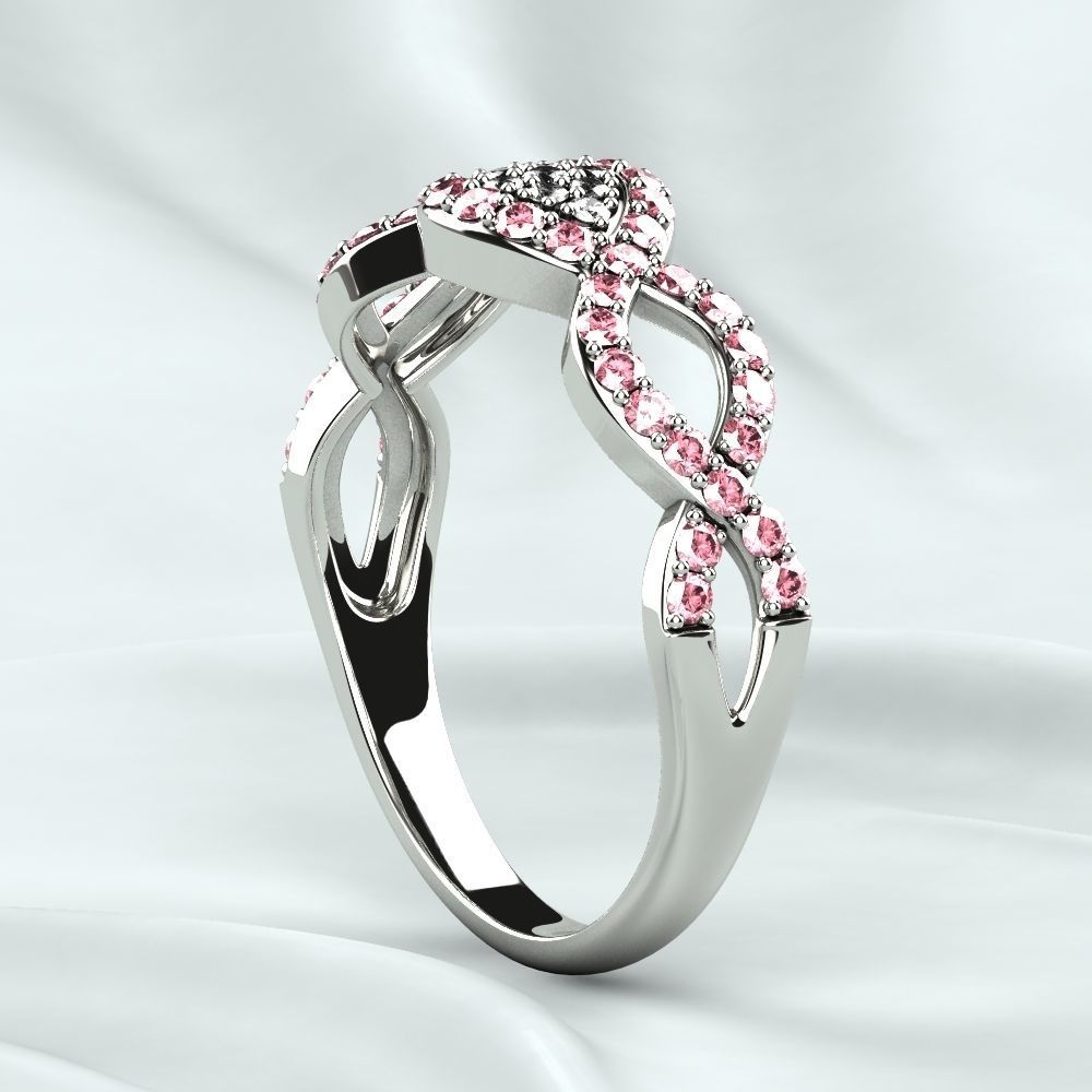 Pink Sapphires Gold Ring 3D print model_17