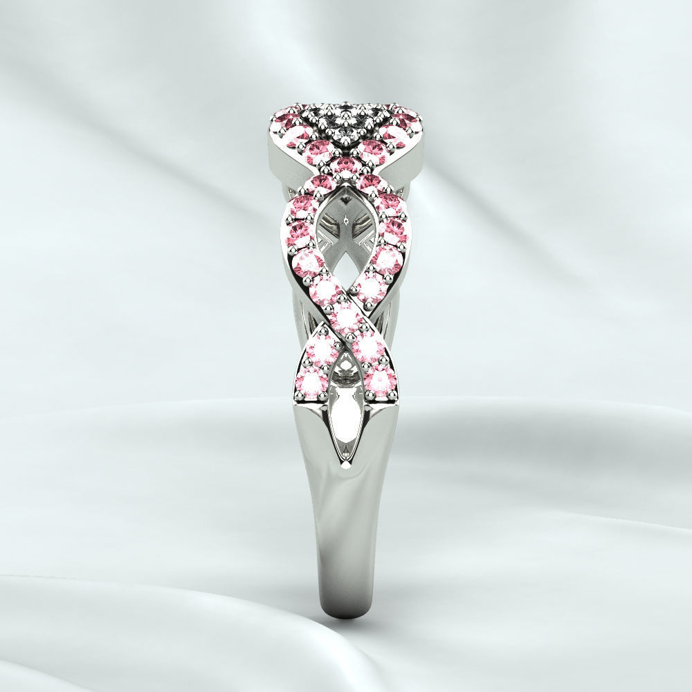 Pink Sapphires Gold Ring 3D print model_18