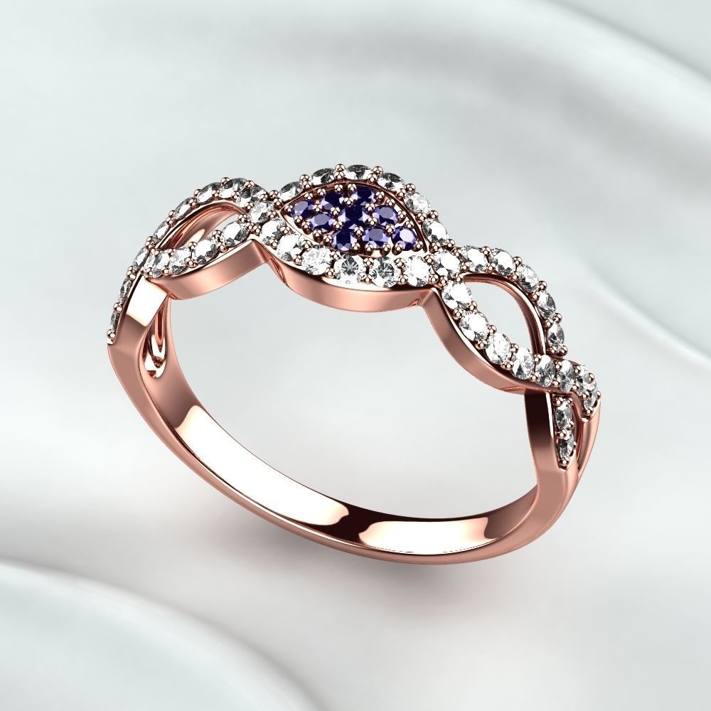 Pink Sapphires Gold Ring 3D print model_6
