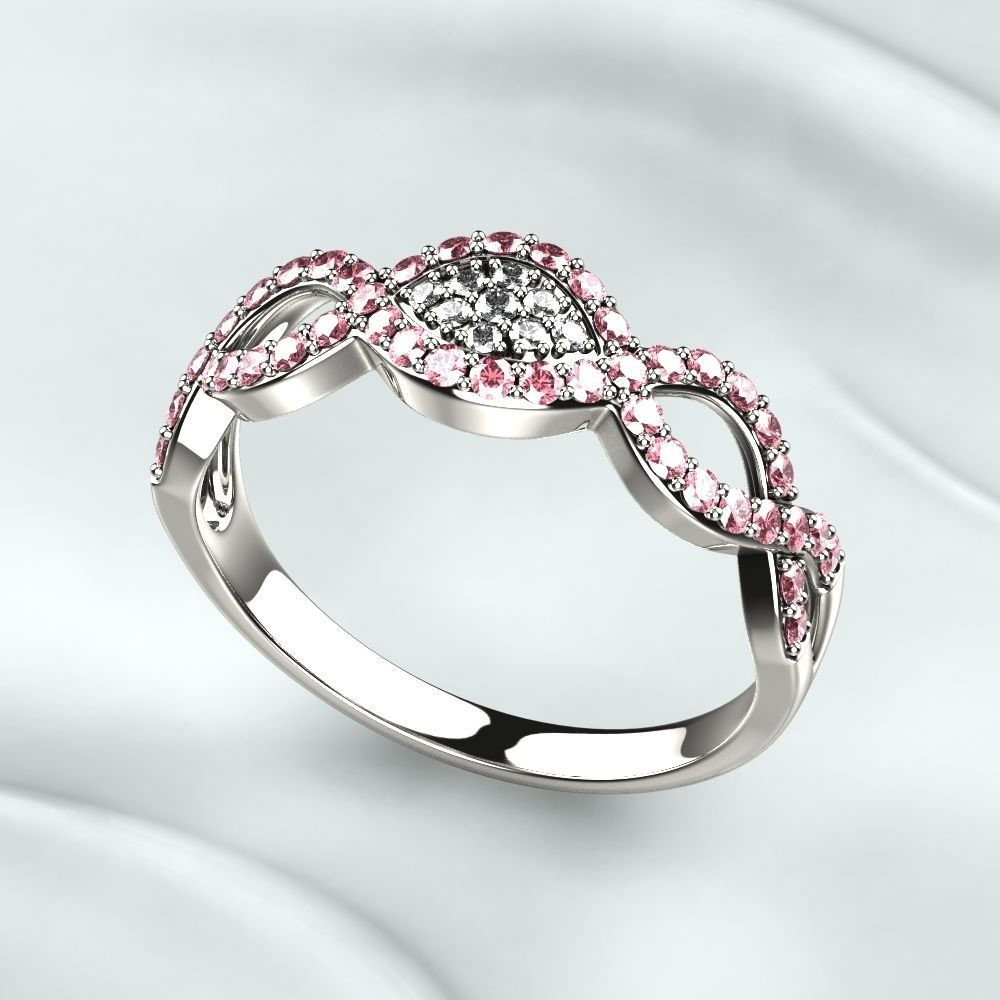 Pink Sapphires Gold Ring 3D print model_1