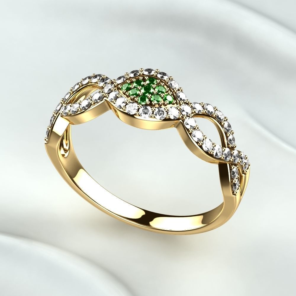 Pink Sapphires Gold Ring 3D print model_9