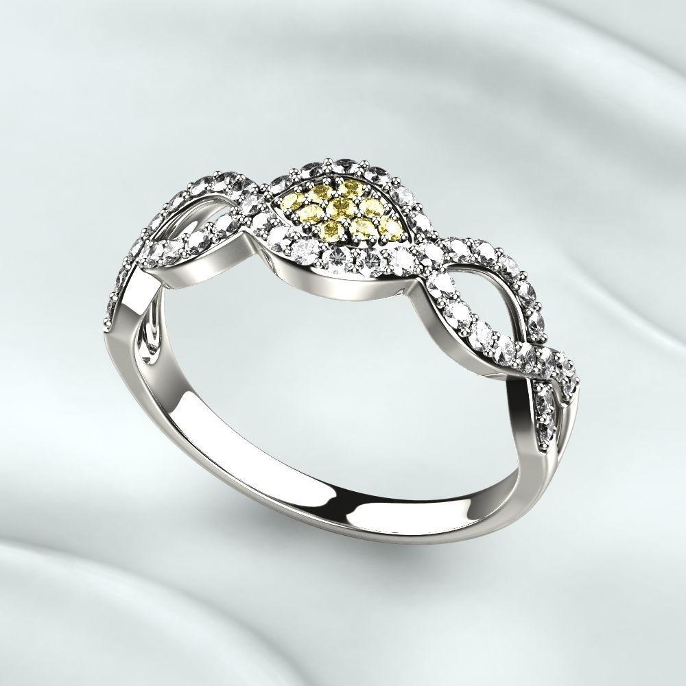 Pink Sapphires Gold Ring 3D print model_2