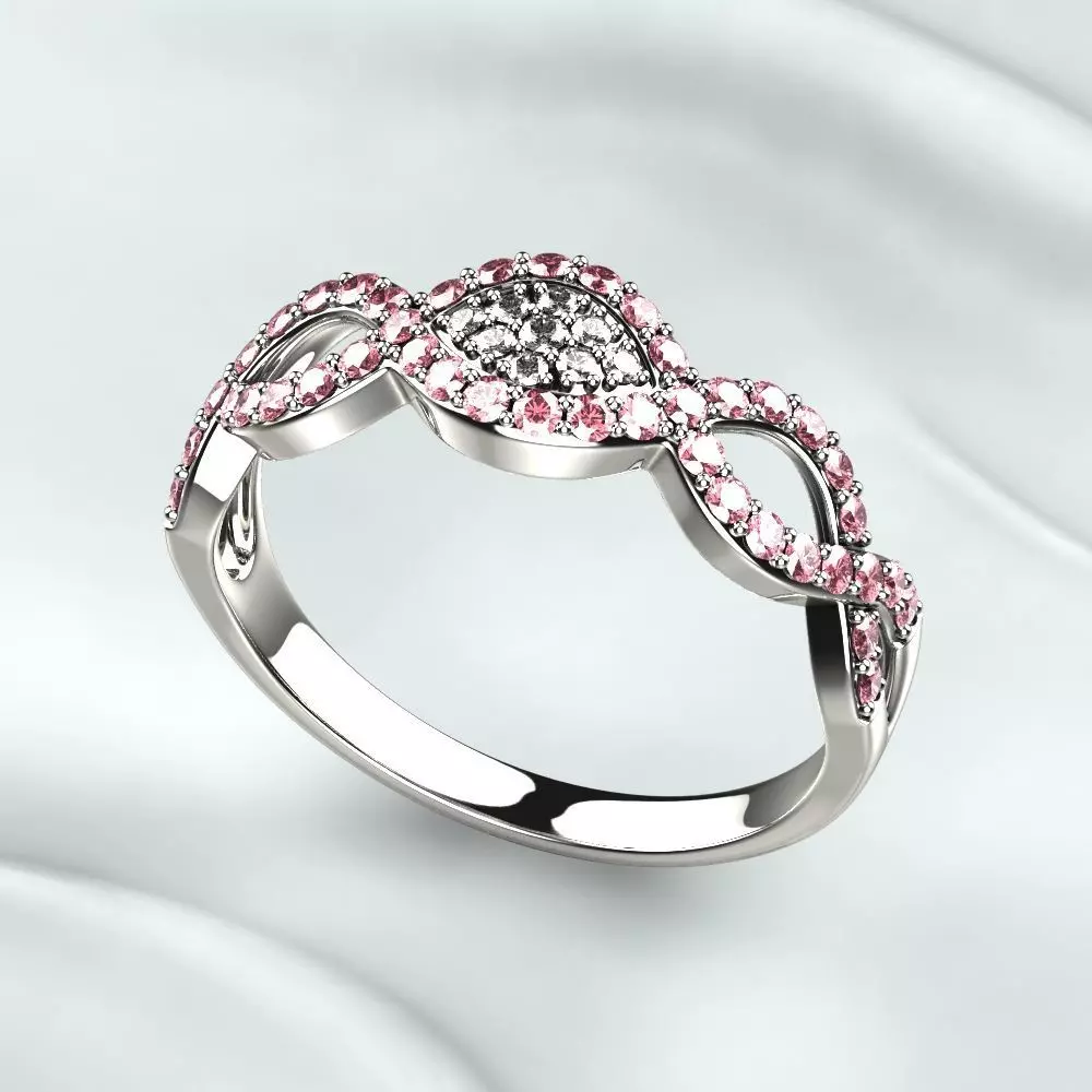 Pink Sapphires Gold Ring 3D print model_0