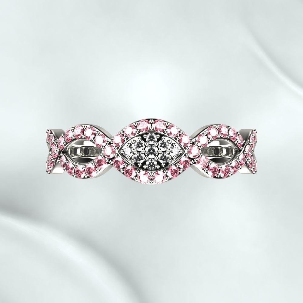 Pink Sapphires Gold Ring 3D print model_11