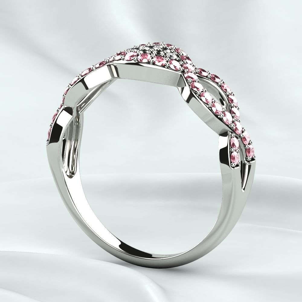 Pink Sapphires Gold Ring 3D print model_16