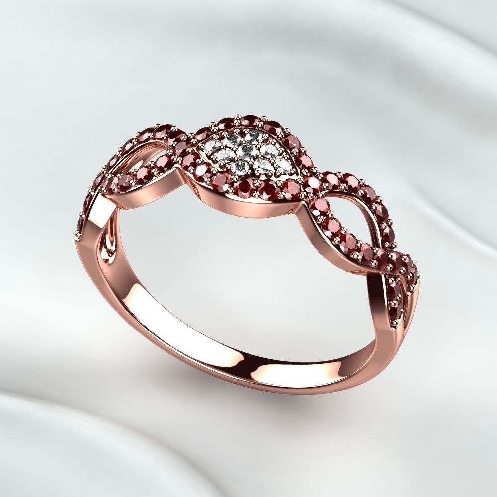 Pink Sapphires Gold Ring 3D print model_5
