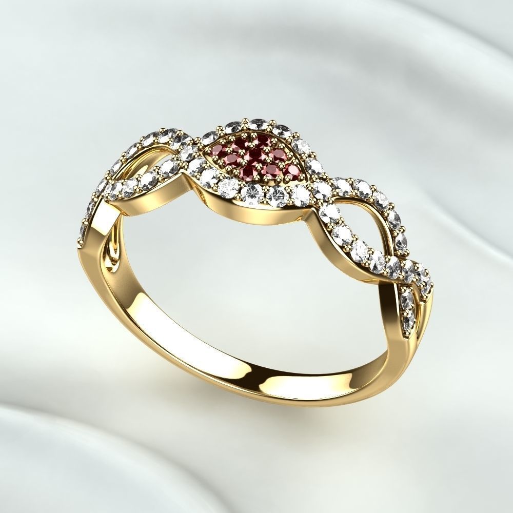 Pink Sapphires Gold Ring 3D print model_8