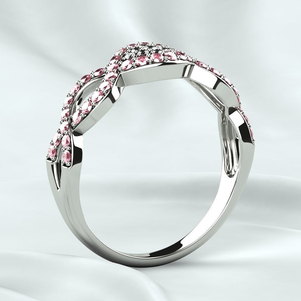 Pink Sapphires Gold Ring 3D print model_14