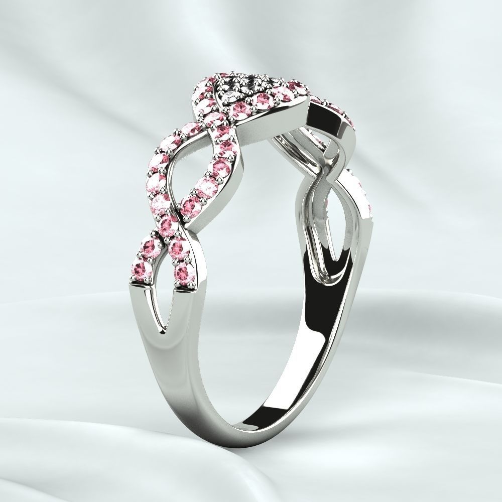 Pink Sapphires Gold Ring 3D print model_13