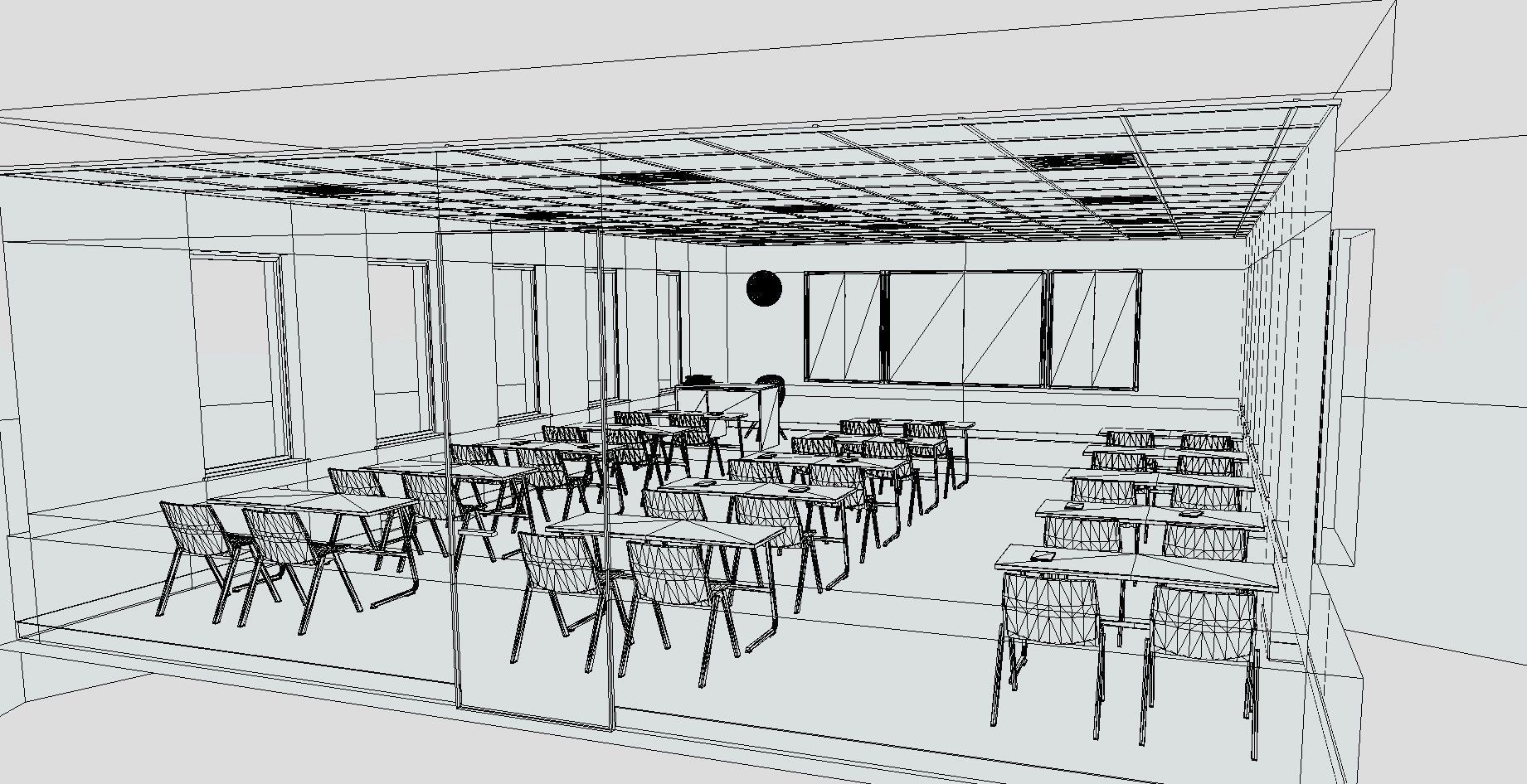 VR Classroom Baked and Corona Max Scene Low-poly 3D model_5