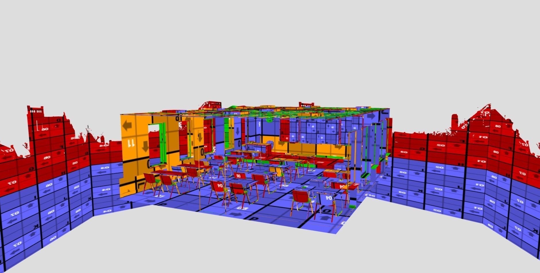 VR Classroom Baked and Corona Max Scene Low-poly 3D model_4