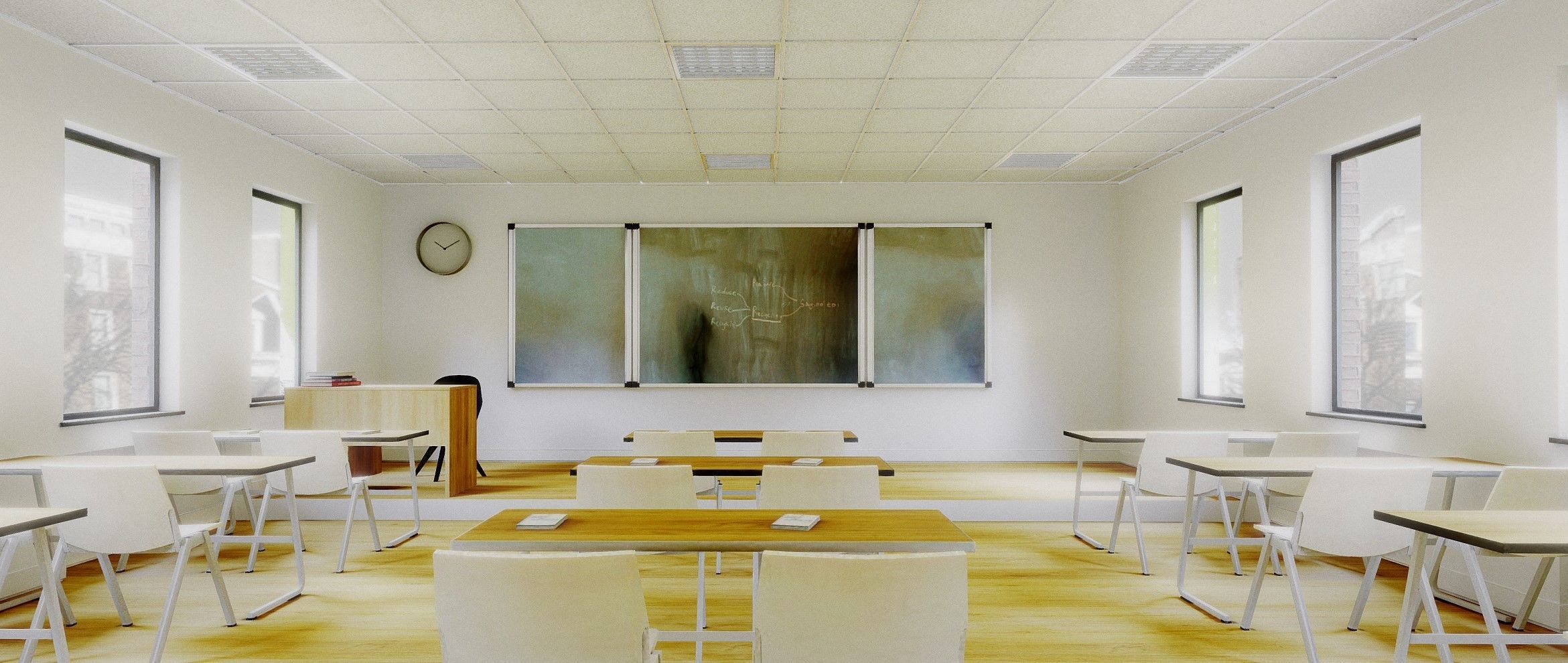 VR Classroom Baked and Corona Max Scene Low-poly 3D model_2