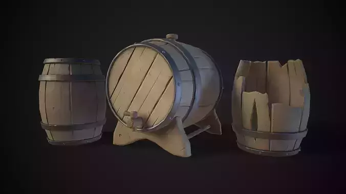 Stylized Wooden Barrels Pack