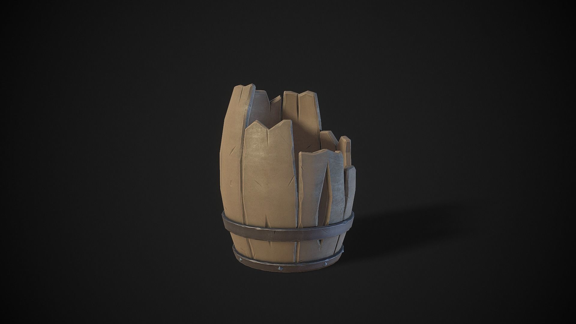 Stylized Wooden Barrels Pack Low-poly 3D model_8