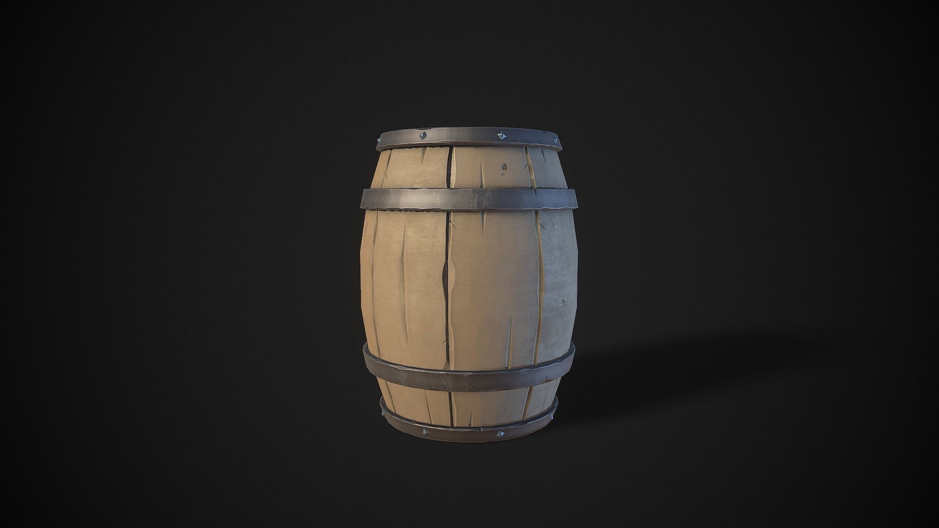 Stylized Wooden Barrels Pack Low-poly 3D model_5