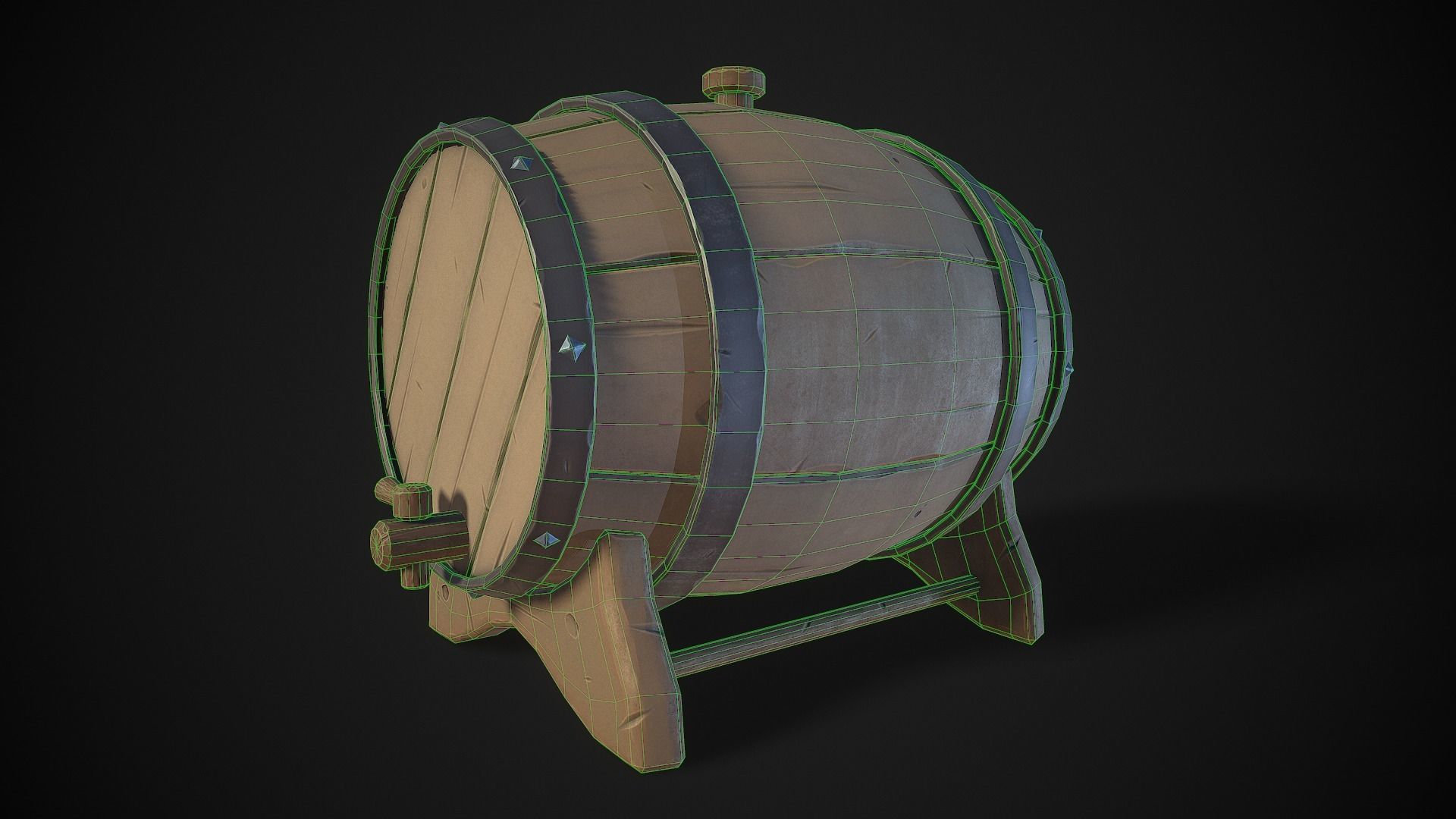 Stylized Wooden Barrels Pack Low-poly 3D model_12