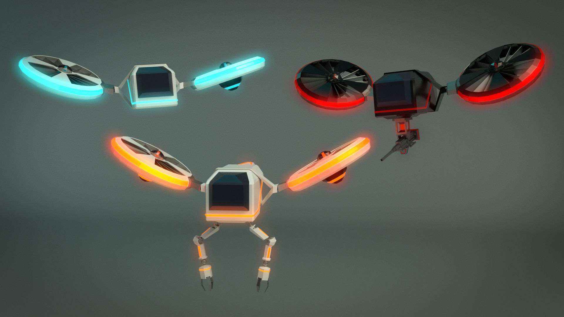 Low Poly Drone 01 Low-poly 3D model_2