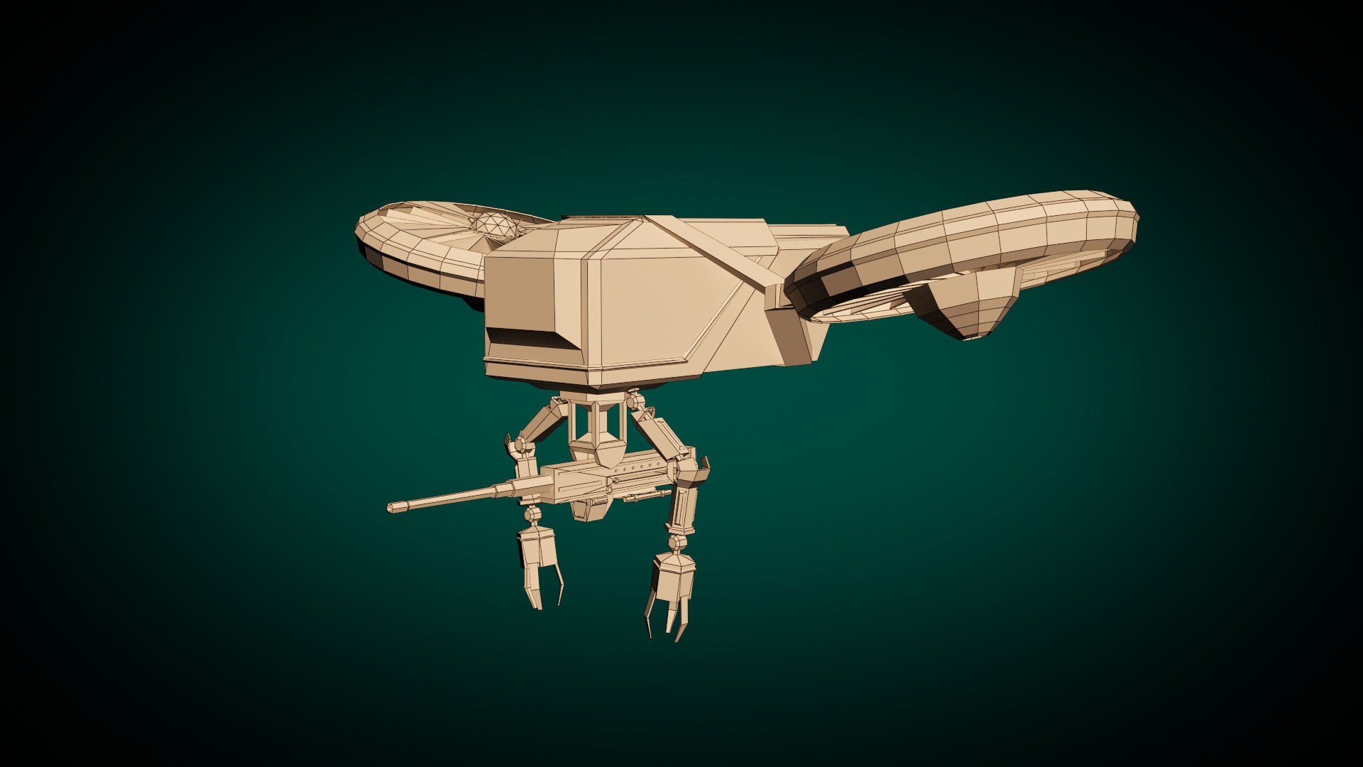 Low Poly Drone 01 Low-poly 3D model_9