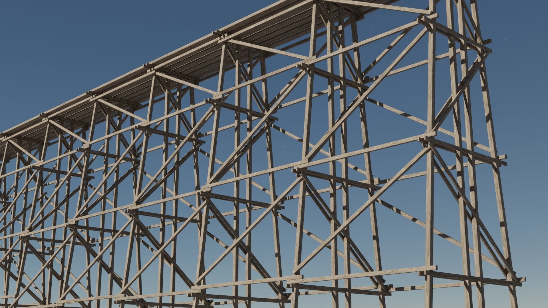 Kit wood trestle and railway track Low-poly 3D model_7