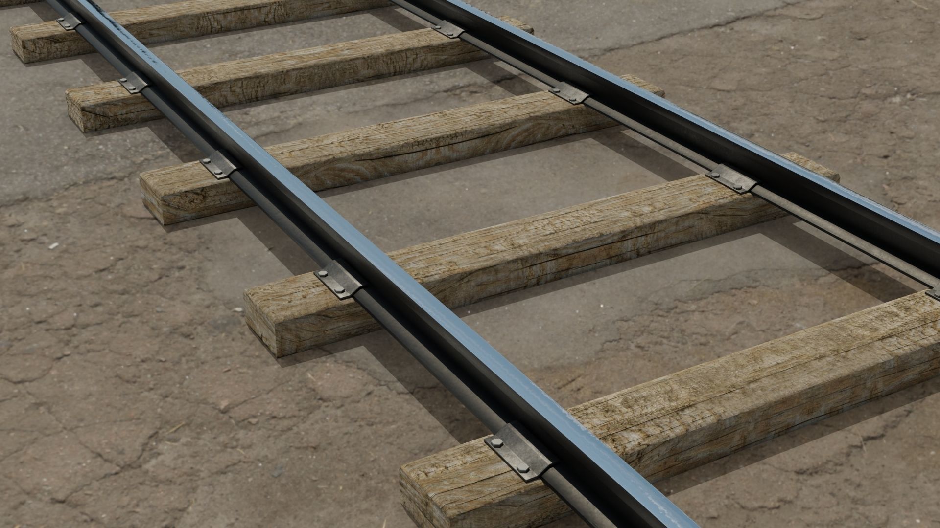 Kit wood trestle and railway track Low-poly 3D model_3