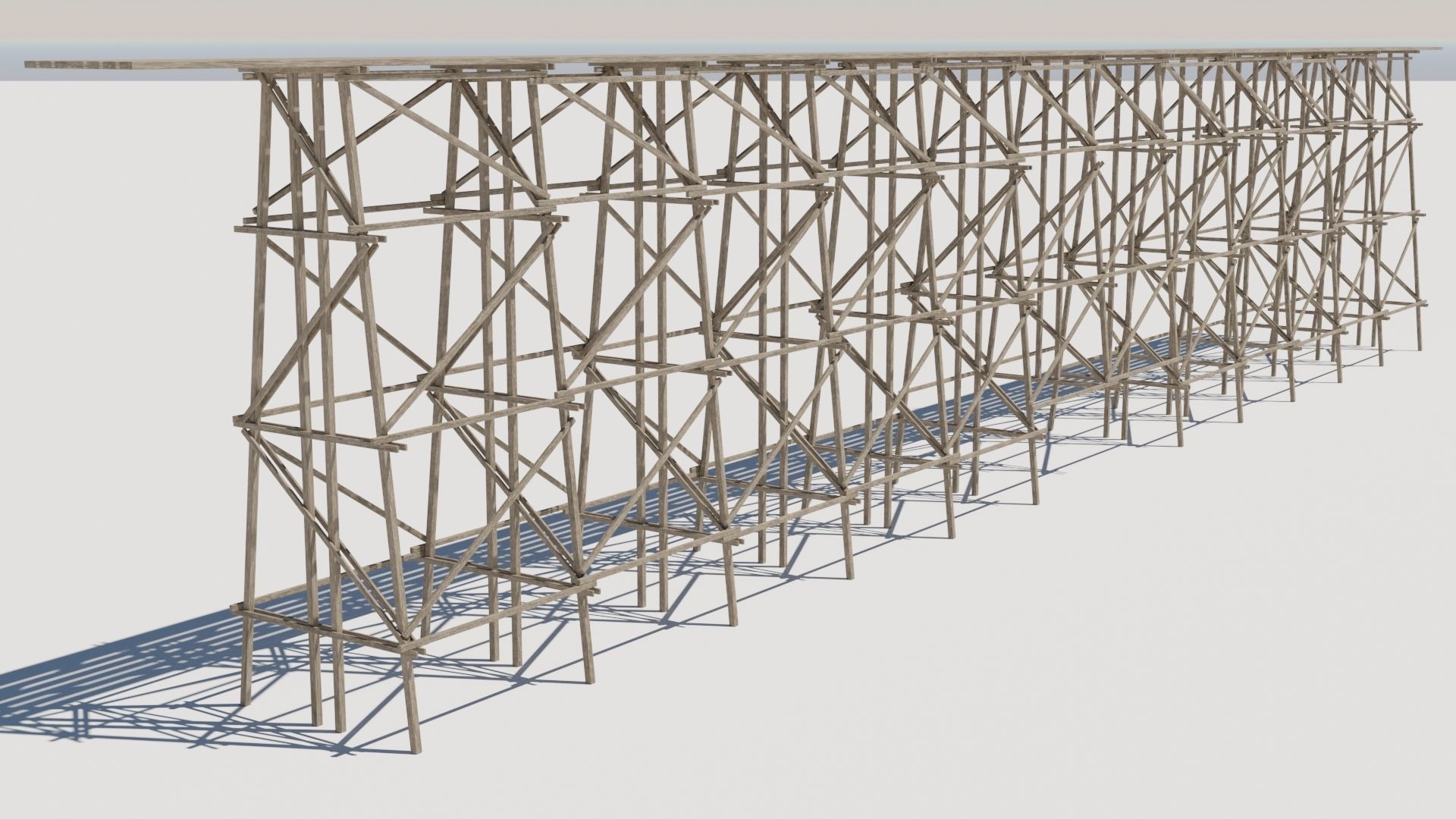 Kit wood trestle and railway track Low-poly 3D model_5