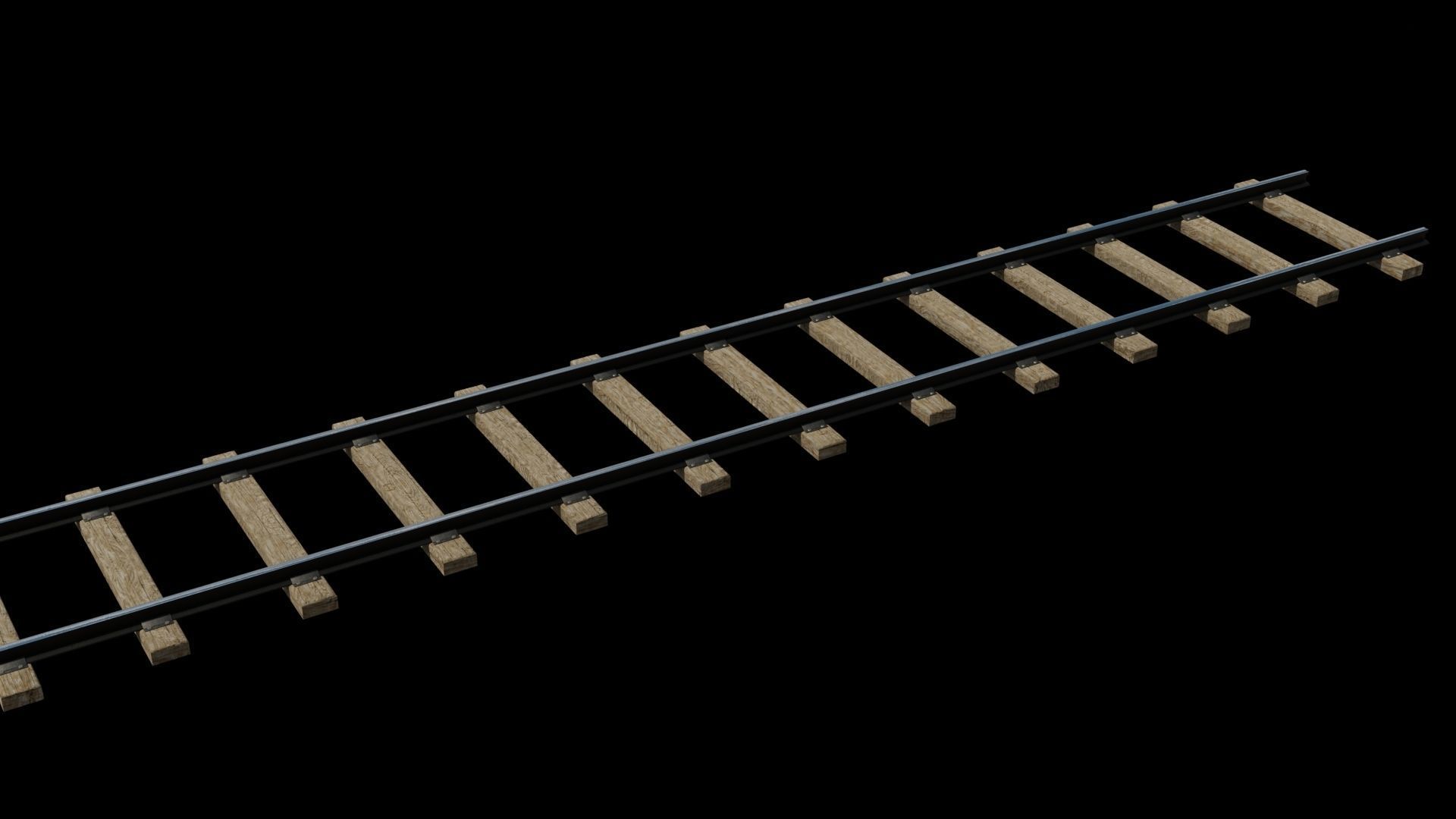 Kit wood trestle and railway track Low-poly 3D model_4