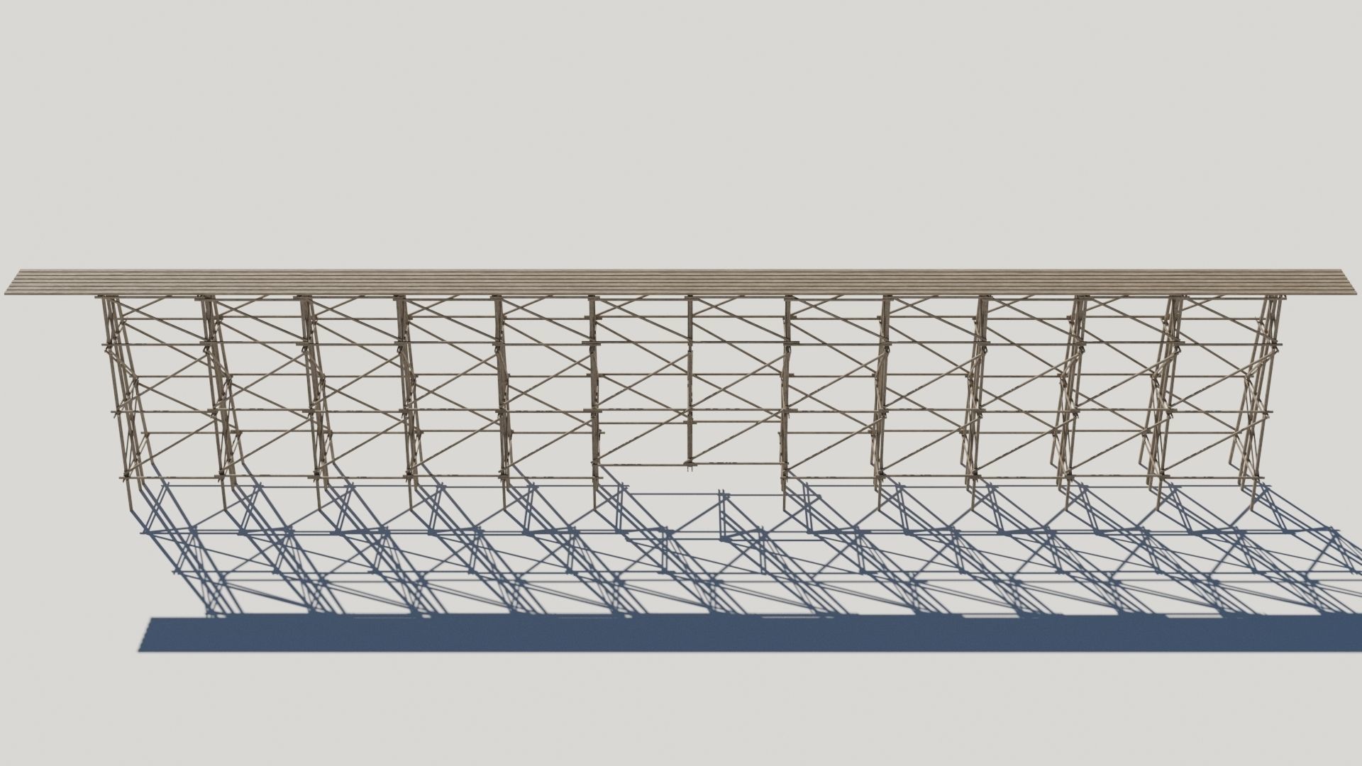 Kit wood trestle and railway track Low-poly 3D model_6