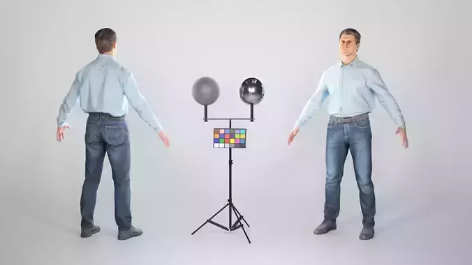 Handsome man in casual clothes in A-pose 86 Low-poly 3D model