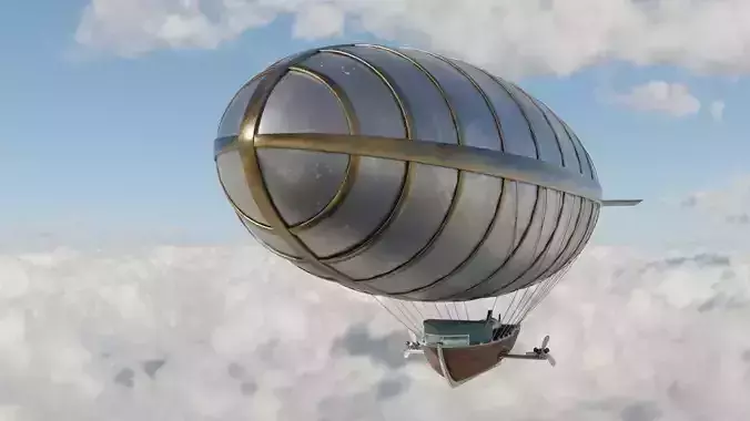 Steampunk airship Low-poly 3D model