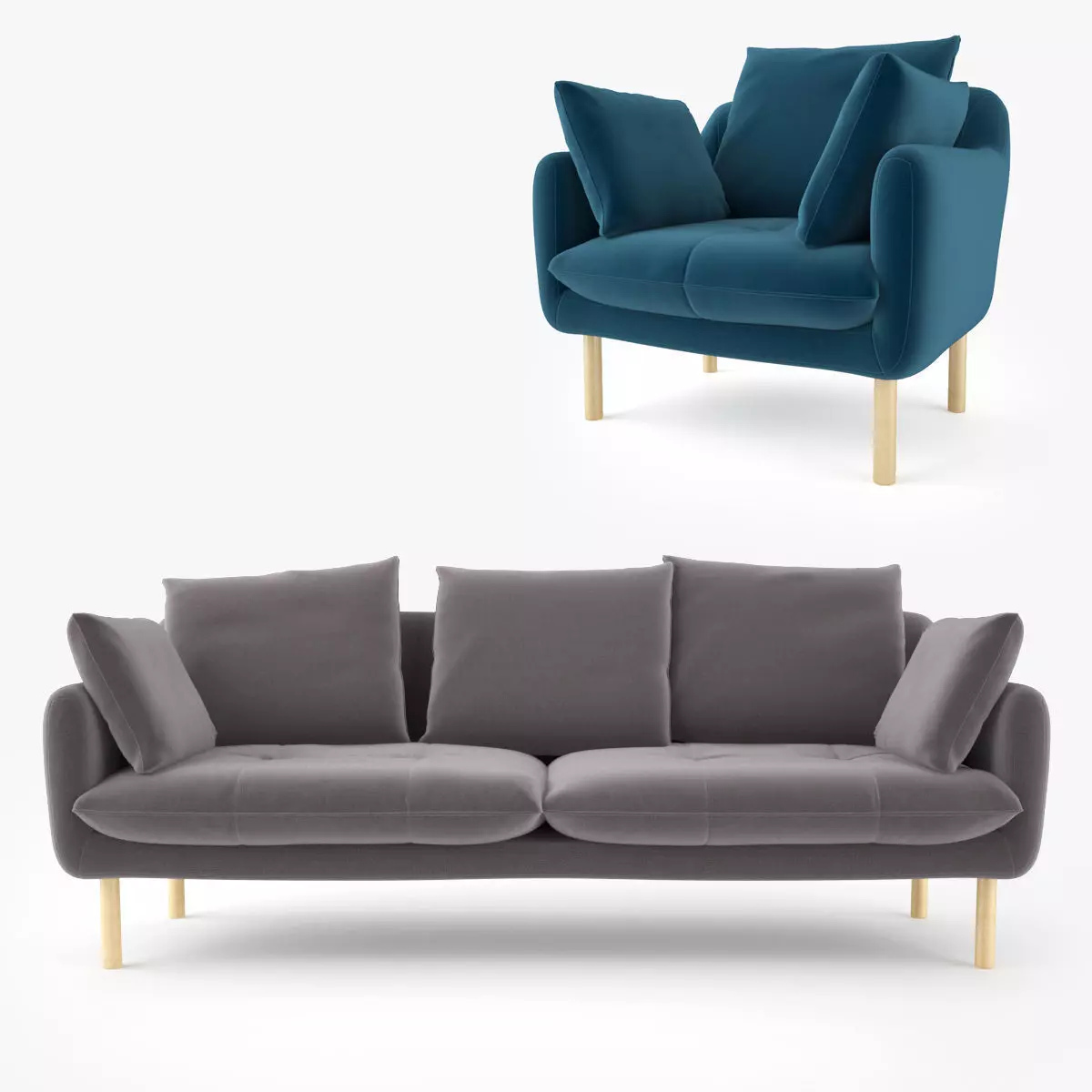 Jardan Andy Sofa and Armchair 3D model