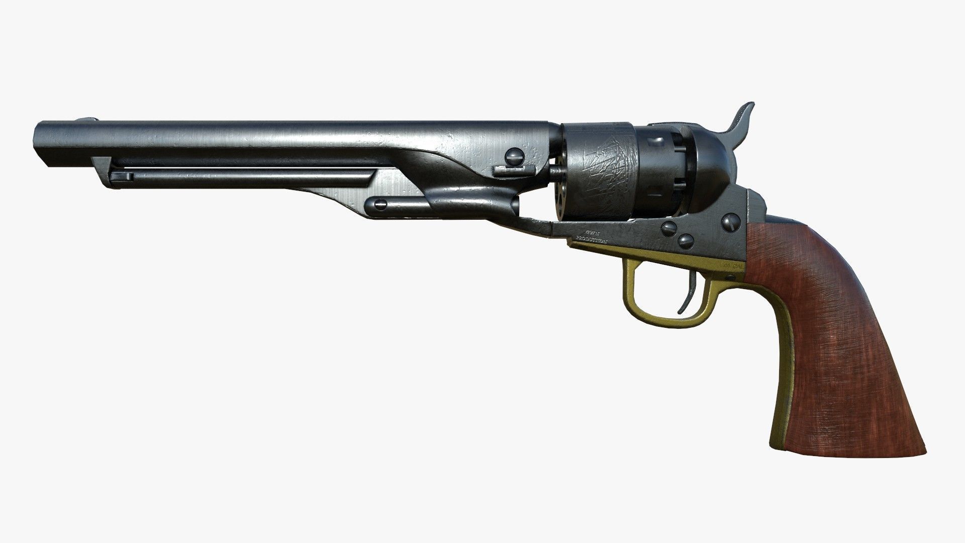 Colt 1860 Army Low Poly - Game Ready Low-poly 3D model_2