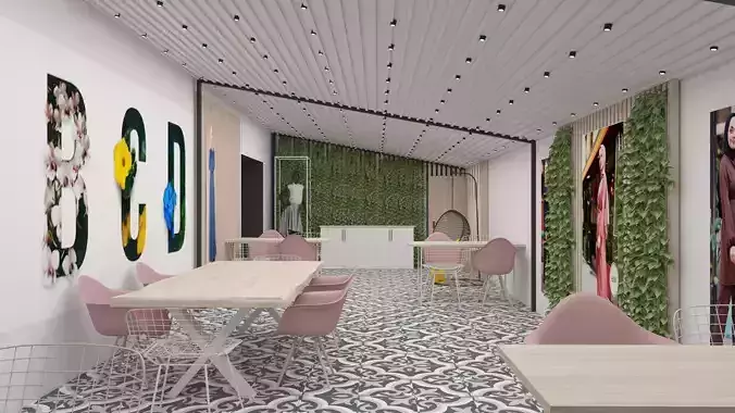 MODERN CAFE interior design of coffee shop 3D model