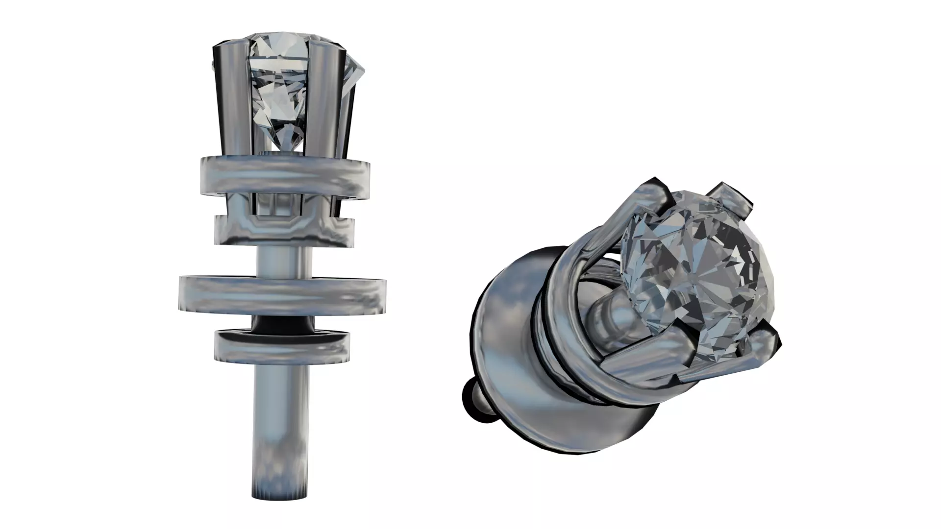 Diamond Stud Earrings 3D model_0