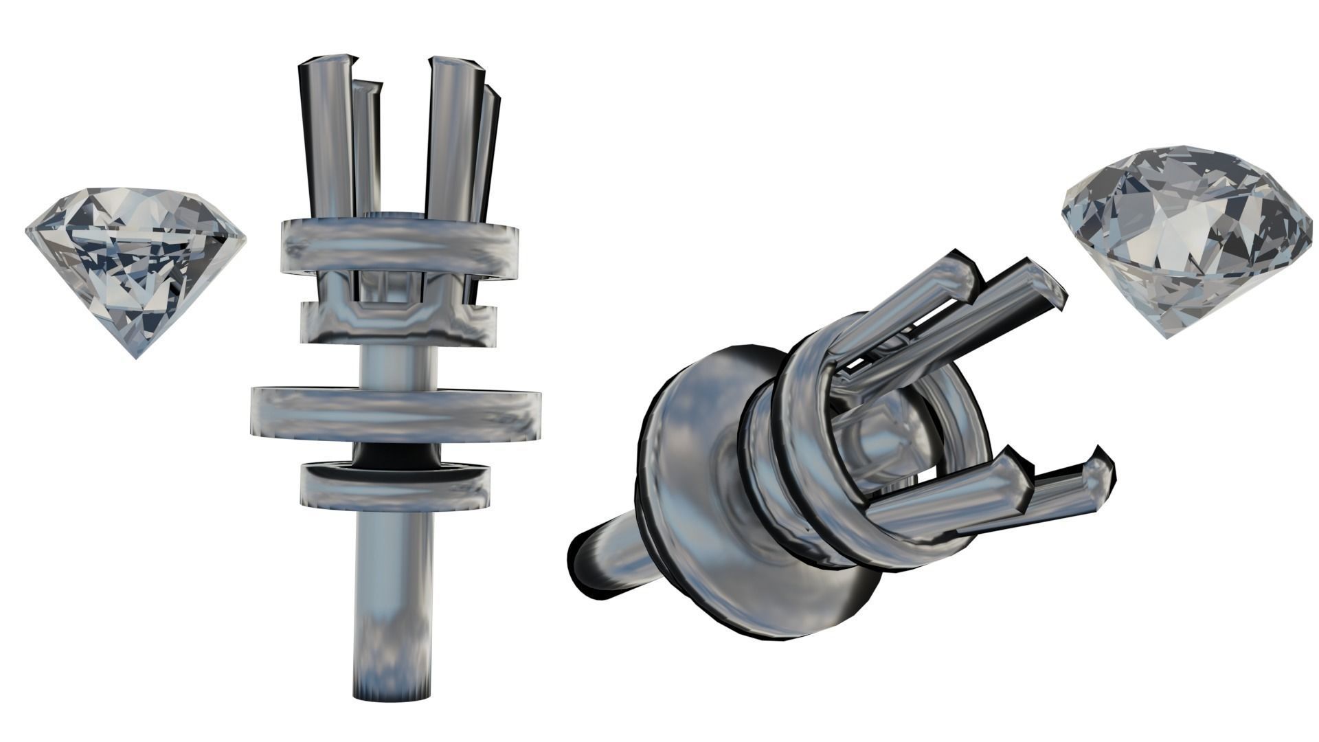 Diamond Stud Earrings 3D model_3