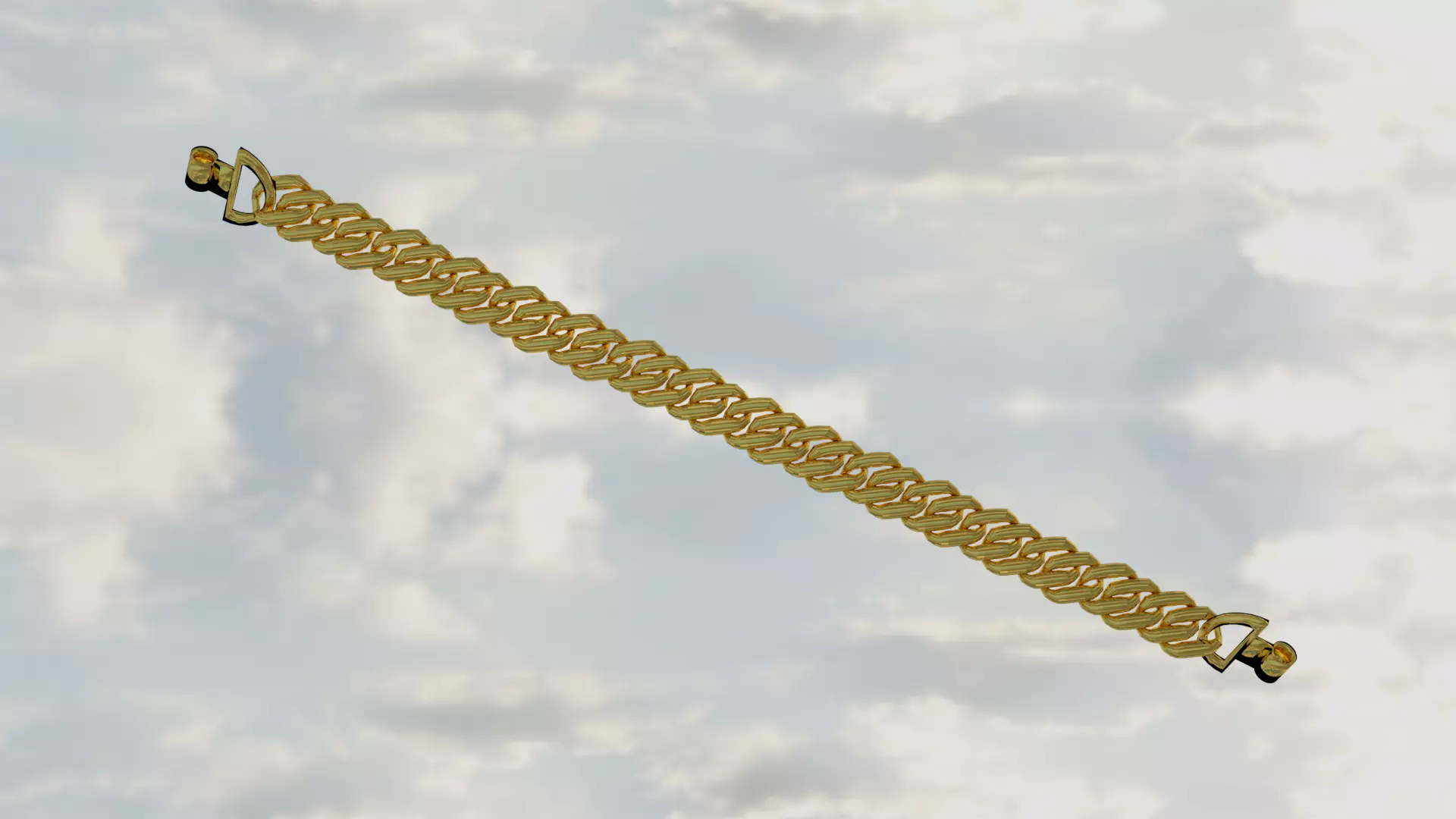 Gold Rope Necklace 3D model_0