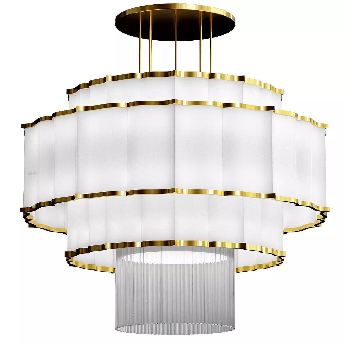 Japan gold and pendant light 3D model_0