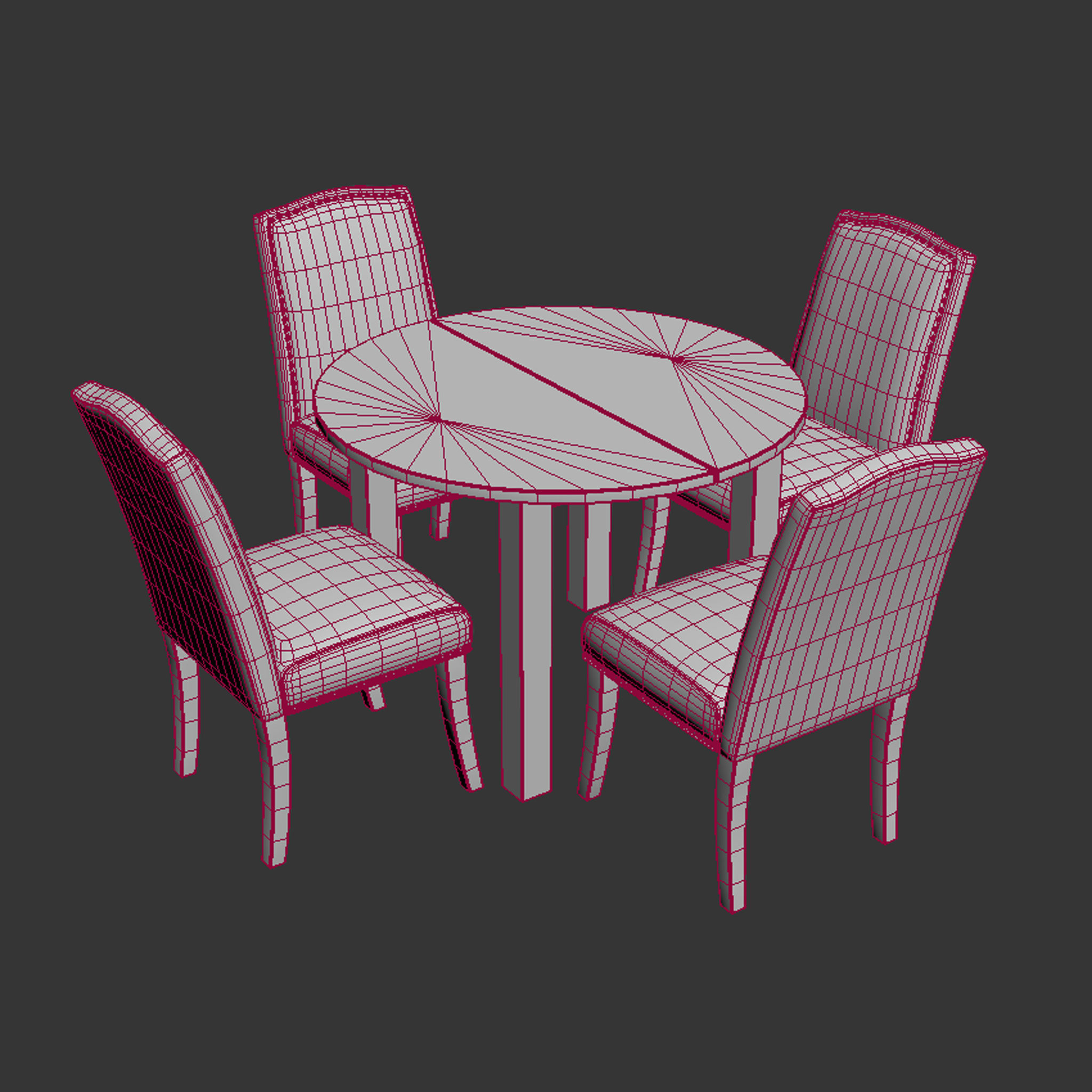 Table and Chairs 3D model_3