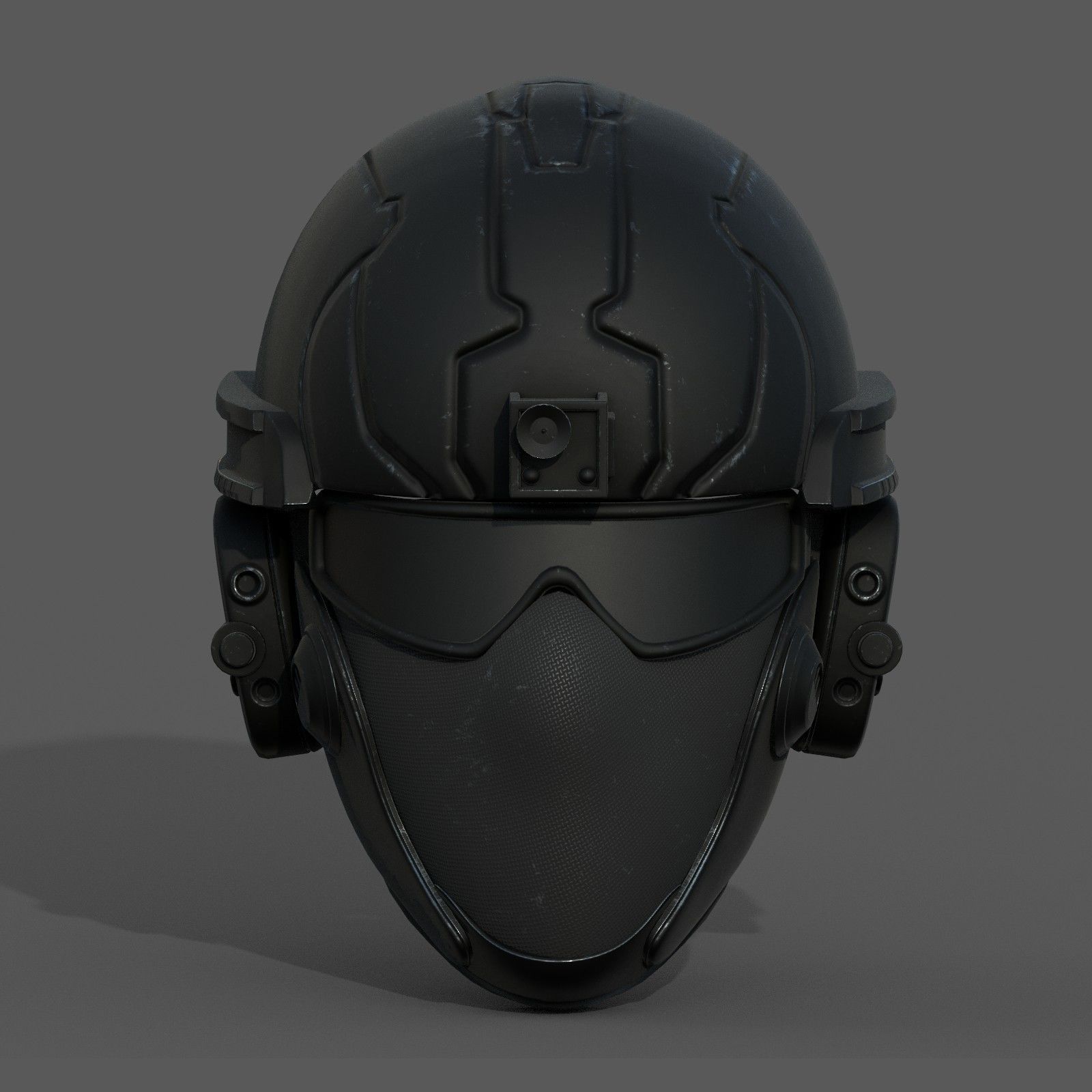 Helmet scifi military combat futuristic technology Low-poly 3D model_3