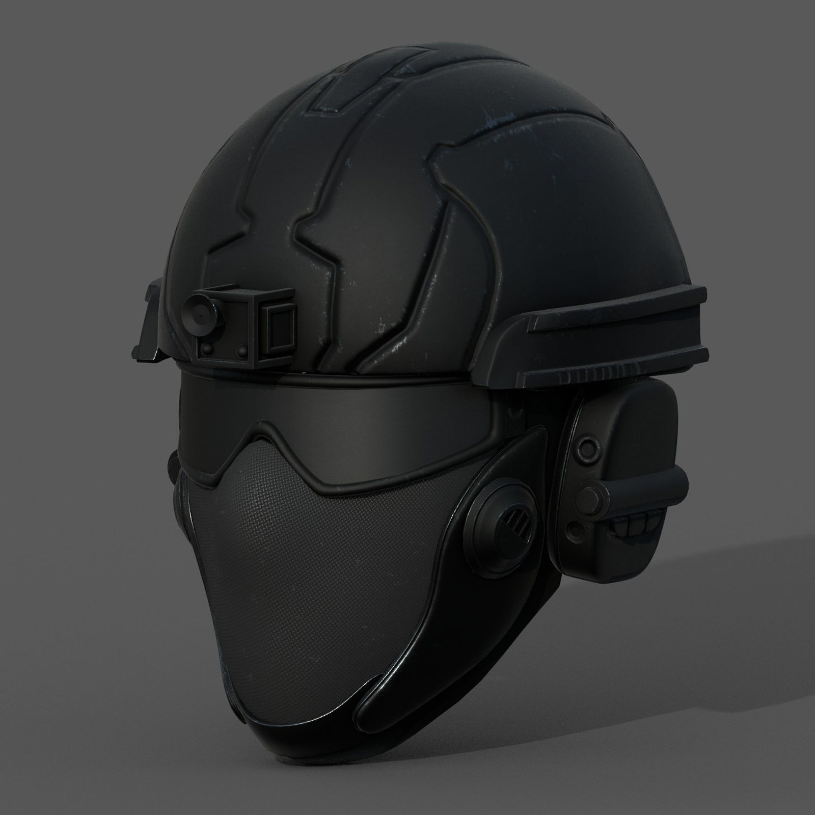 Helmet scifi military combat futuristic technology Low-poly 3D model_2