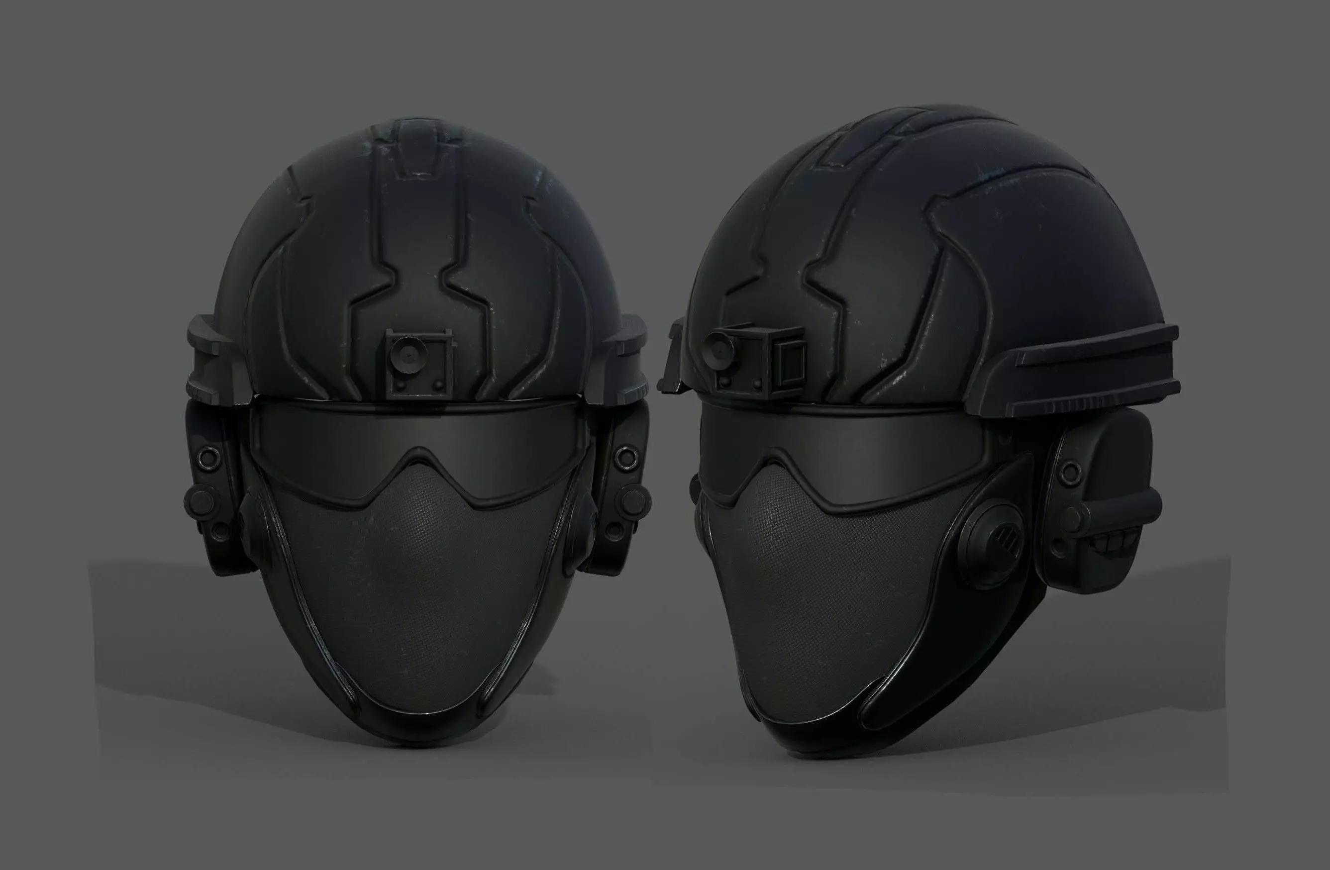 Helmet scifi military combat futuristic technology Low-poly 3D model_0