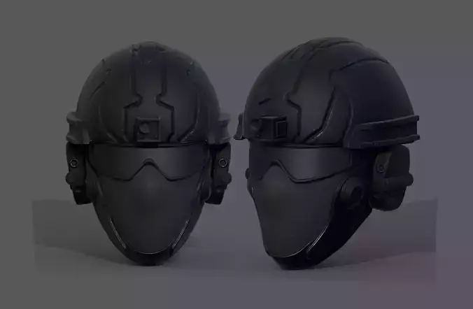 Helmet scifi military combat futuristic technology Low-poly 3D model Helmet scifi military combat futuristic technology Low-poly 3D model