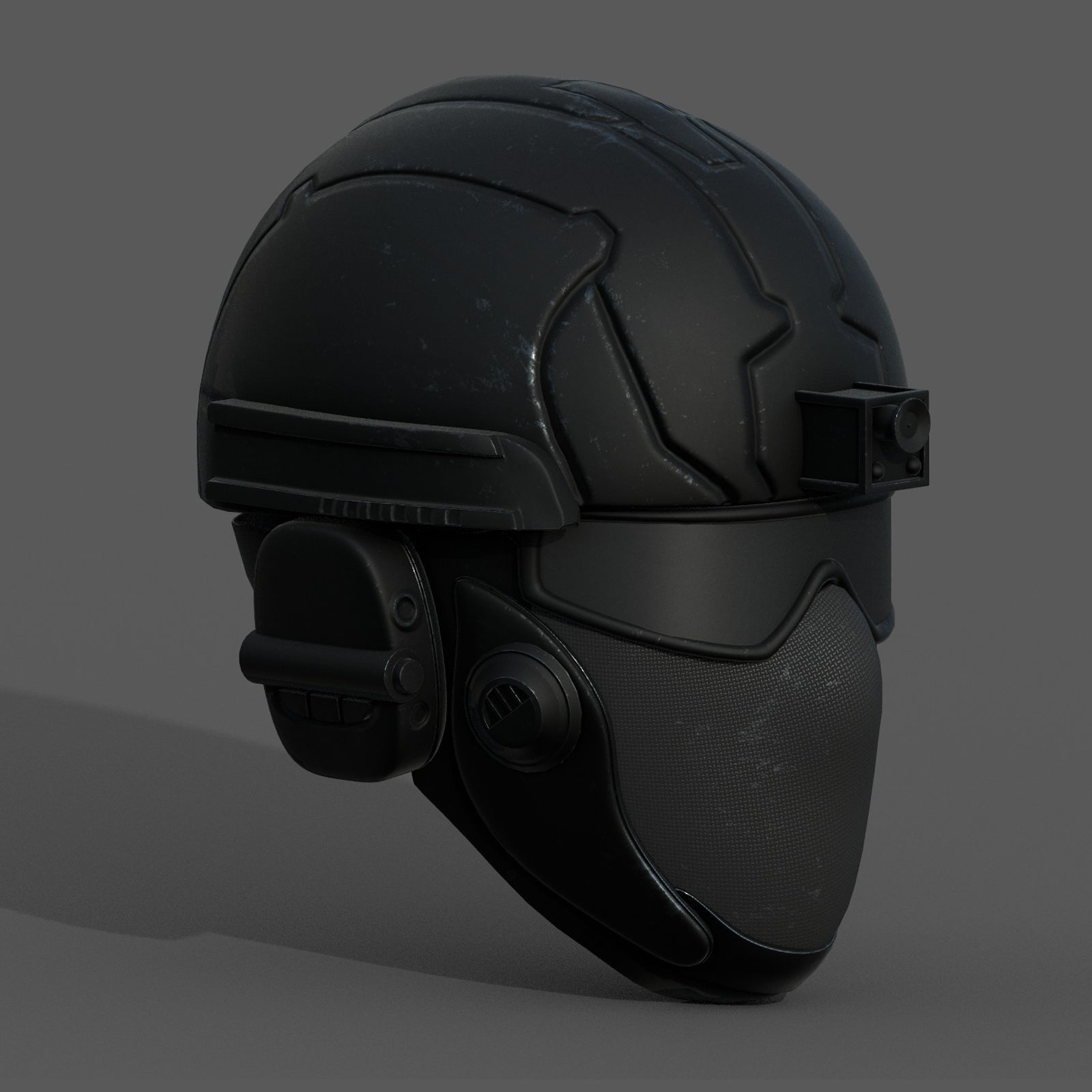 Helmet scifi military combat futuristic technology Low-poly 3D model_4